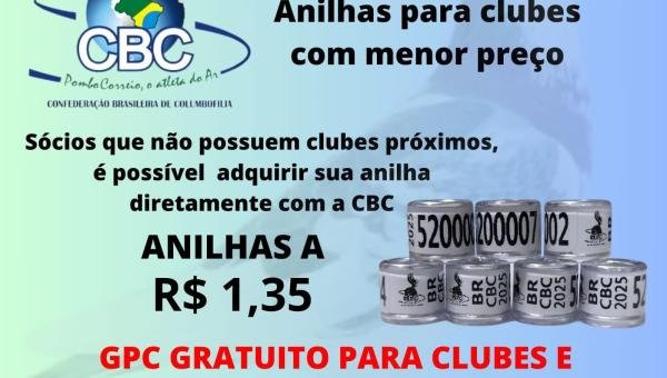 Pré-vendas de Anilhas CBC 2025